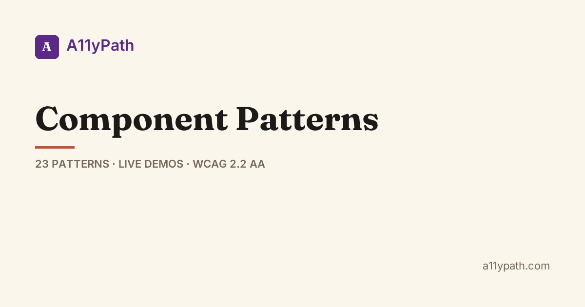 Accessible Component Patterns Library — A11yPath