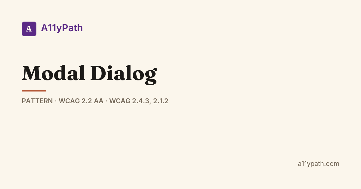 Accessible Modal Dialog: Native HTML dialog Element — A11yPath