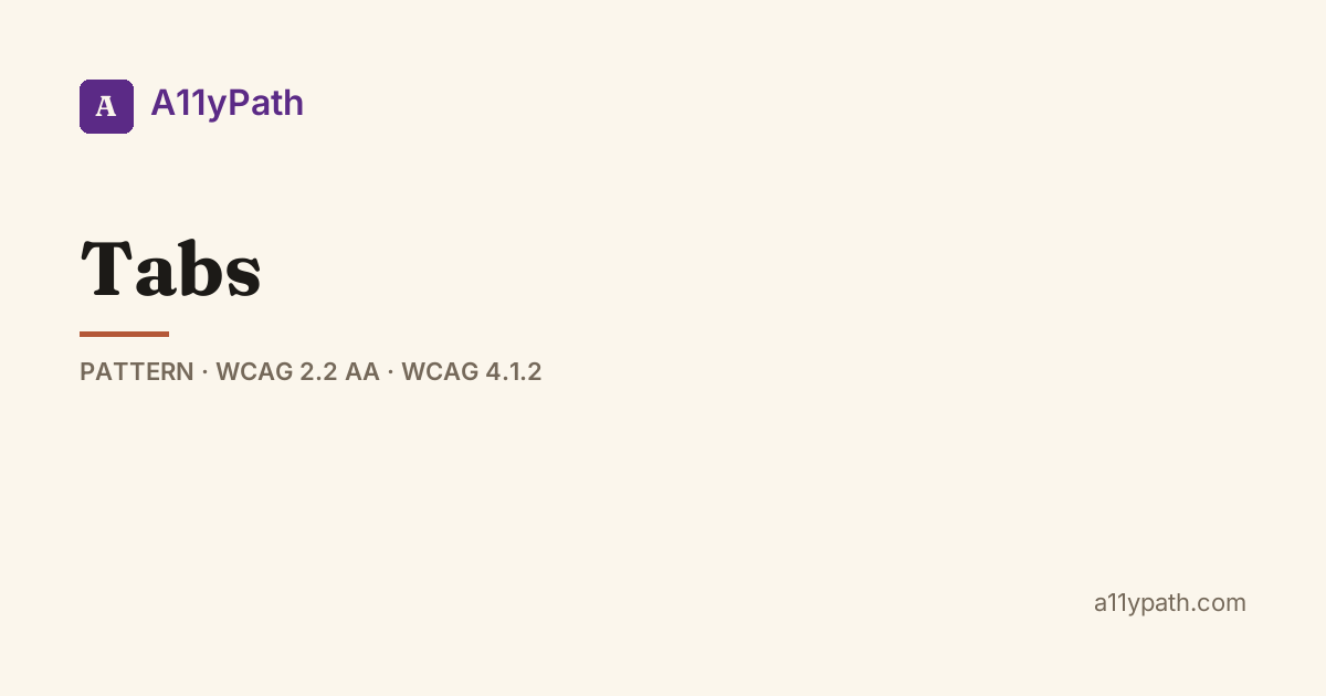 Accessible Tabs Pattern: ARIA Roles + Keyboard Nav — A11yPath